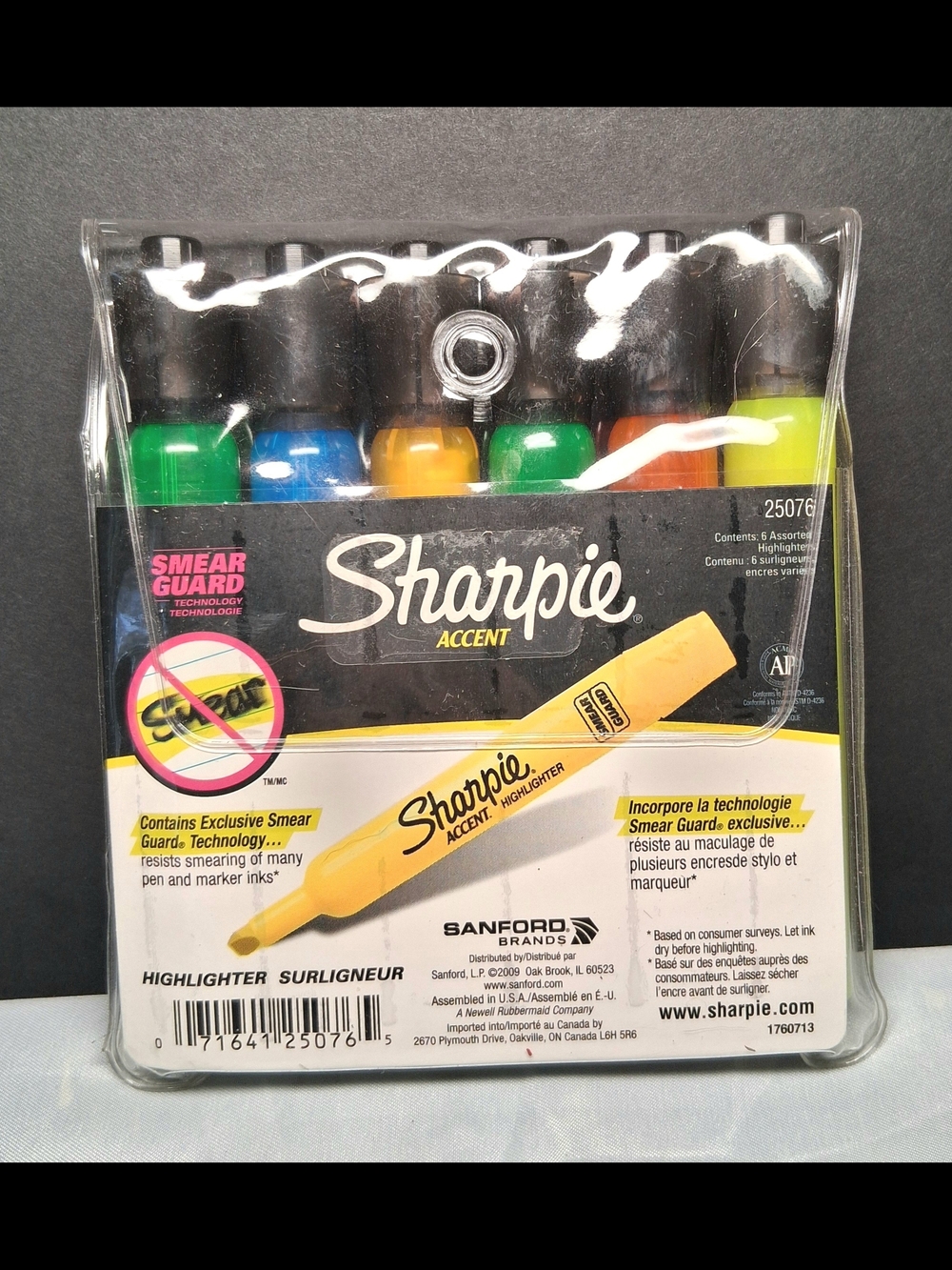 6 Sharpie Accent Tank-Style Highlighters assorted colors Smear Guard ink